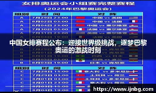 中国女排赛程公布：迎接世界级挑战，逐梦巴黎奥运的激战时刻